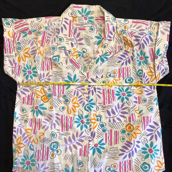 Vintage Harbour Isle Graphic Floral Summer Shirt Size 8 - Picture 5 of 7